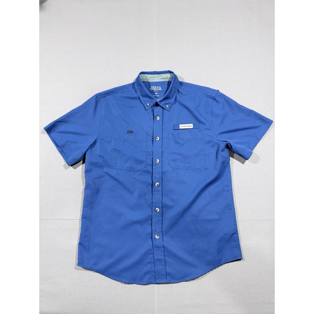 Field And Stream Men's Blue Short Sleeve Button Vented Fishing Shirt Size Small